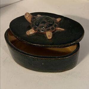 Turtle Design Reptile Pet Box trinket box deep olive green